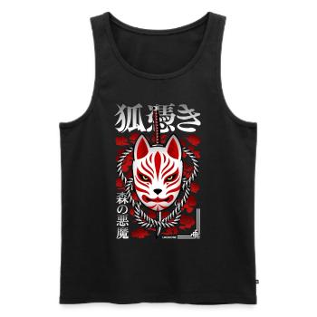 Japan Kitsune - Démon de la forêt - Débardeur bio Premium Homme - noir - Devant - Michal (187cm)