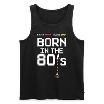 Vintage 1984 Born in the 80's Gamer Retro - Men's Premium Organic Tank Top - black - Front - AI Model Male 178 light (178cm)
