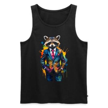 Costume de raton laveur Imprimé de conception animale colorée - Débardeur bio Premium Homme - noir - Devant - Michal (187cm)