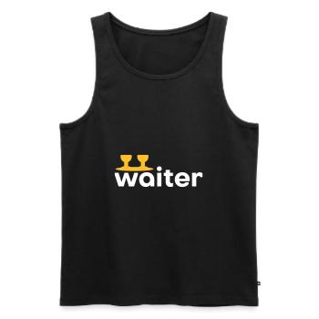 Waiter (Tablett mit zwei Weingläsern) - Männer Premium Bio Tank Top - Schwarz - Vorne - AI Model Male 178 light (178cm)