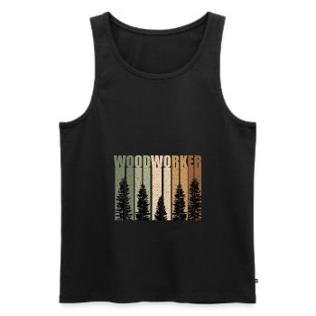 Wood forest tree lumberjack forest worker forest manager - Men's Premium Organic Tank Top - black - Front - AI Model Male 178 light (178cm)