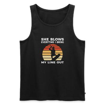 Ich Bringe Meine Leine Raus. Kitesurfen - Männer Premium Bio Tank Top - Schwarz - Vorne - Michal (187cm)