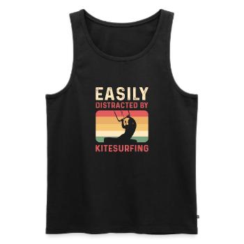 Easily distracted by kitesurfing. Kiteboarding - Men's Premium Organic Tank Top - black - Front - Michal (187cm)