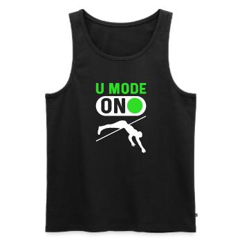 Mode U activé. Saut à la perche. Saut à la perche - Débardeur bio Premium Homme - noir - Devant - AI Model Male 178 light (178cm)