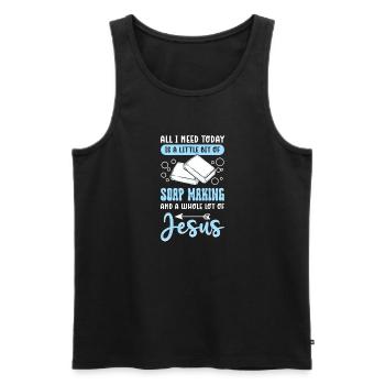 Jesus and the making of soaps. Saponification. - Men's Premium Organic Tank Top - black - Front - Michal (187cm)