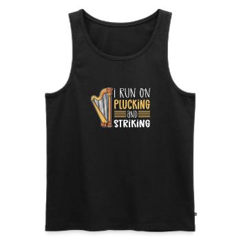 I run on plucking and hitting. Harpist. - Men's Premium Organic Tank Top - black - Front - AI Model Male 178 light (178cm)