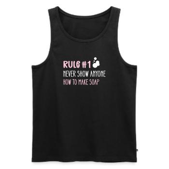 Rule 1: Never show anyone how to use soap - Men's Premium Organic Tank Top - black - Front - Michal (187cm)