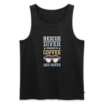 Plongeurs sauveteurs. Alimenté par le café et - Débardeur bio Premium Homme - noir - Devant - Michal (187cm)