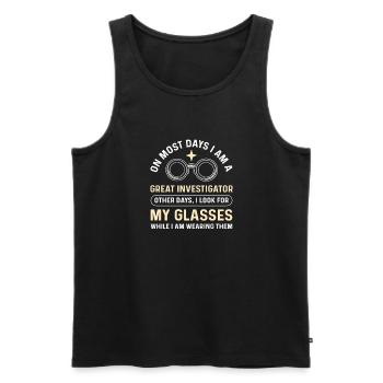 Private detective. secret spy. Private detective - Men's Premium Organic Tank Top - black - Front - AI Model Male 178 light (178cm)