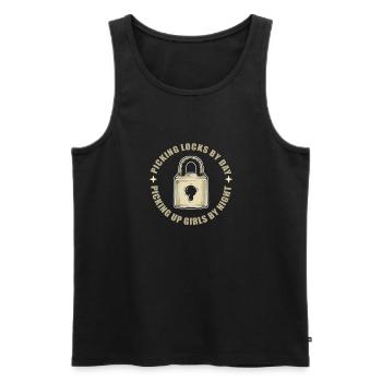 Locks crack during the day. Lock Picking. - Men's Premium Organic Tank Top - black - Front - Michal (187cm)