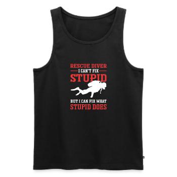 Ich Kann Dummheit Nicht Beheben, Aber Was - Männer Premium Bio Tank Top - Schwarz - Vorne - Michal (187cm)
