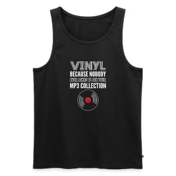 Vinyle, parce que personne après votre collection mp3 - Débardeur bio Premium Homme - noir - Devant - AI Model Male 178 light (178cm)