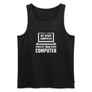My other computer is your computer. White Hat - Men's Premium Organic Tank Top - black - Front - AI Model Male 178 light (178cm)