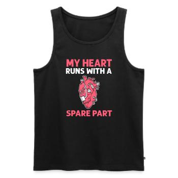 My heart runs with a spare part. Operation - Men's Premium Organic Tank Top - black - Front - Michal (187cm)