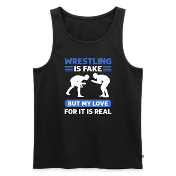 Wrestling is wrong, but my love for it is - Men's Premium Organic Tank Top - black - Front - AI Model Male 178 light (178cm)