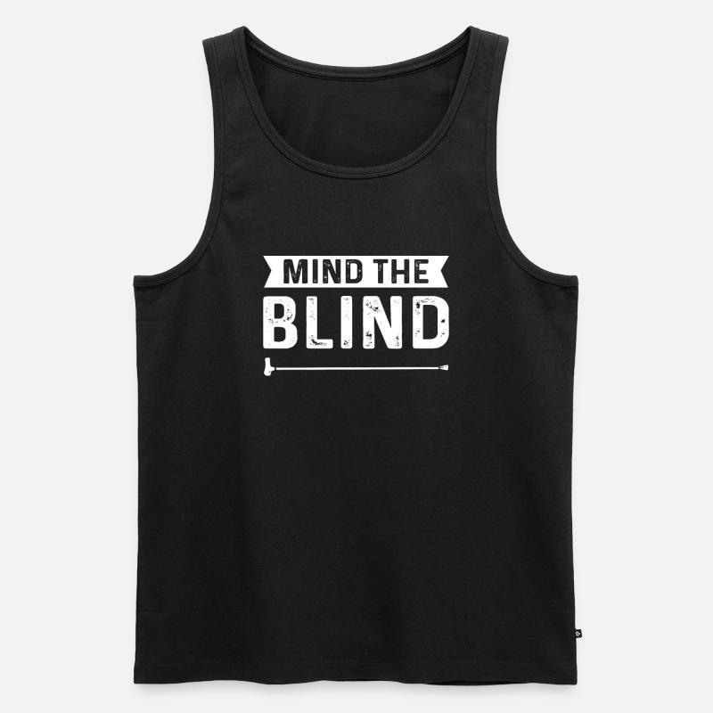 Uważaj na niewidomych! Osoby niewidome - Ekologiczny tank top męski Premium - czarny