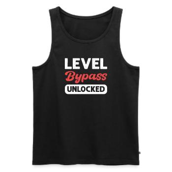 Level Bypass Freigeschaltet. Magenschirmungen - Männer Premium Bio Tank Top - Schwarz - Vorne - AI Model Male 178 light (178cm)