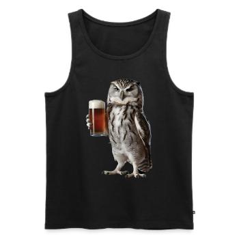 Eule Bier - Männer Premium Bio Tank Top - Schwarz - Vorne - Michal (187cm)