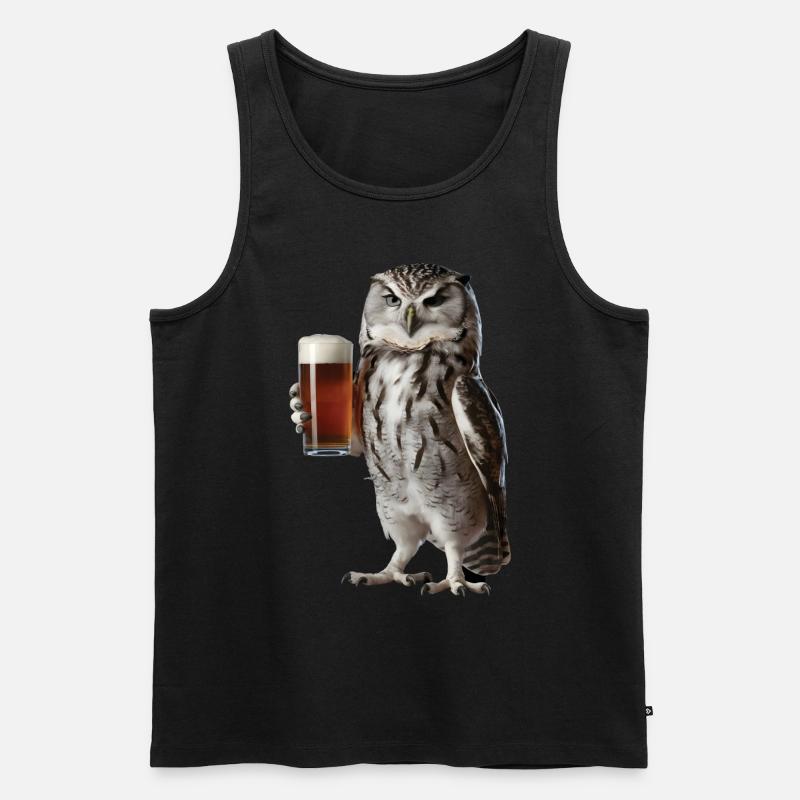 Eule Bier - Männer Premium Bio Tank Top - Schwarz