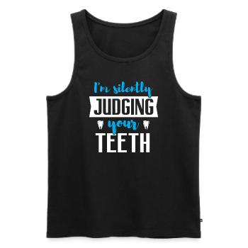 Ich beurteile still deine Zähne - Funny Dentist - Männer Premium Bio Tank Top - Schwarz - Vorne - Michal (187cm)