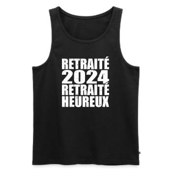 Happy Retiree Retirement Gift 2024 - Men's Premium Organic Tank Top - black - Front - AI Model Male 178 light (178cm)