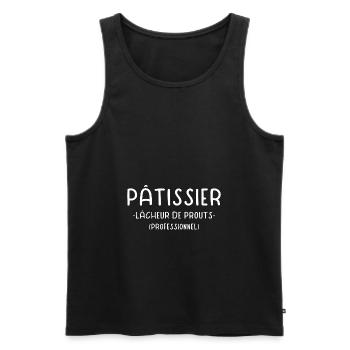Pâtissier prout péter péteur pet fête des pères - Débardeur bio Premium Homme - noir - Devant - AI Model Male 178 light (178cm)