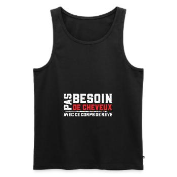 Cheveux cadeau drôle chauve calvitie humour - Débardeur bio Premium Homme - noir - Devant - Michal (187cm)