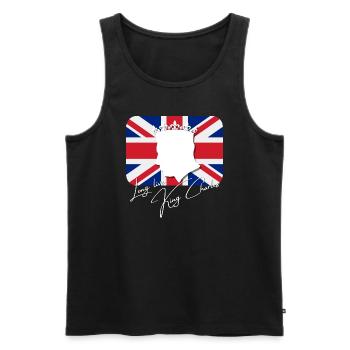 British King Coronation Charles England Flag - Men's Premium Organic Tank Top - black - Front - AI Model Male 178 light (178cm)