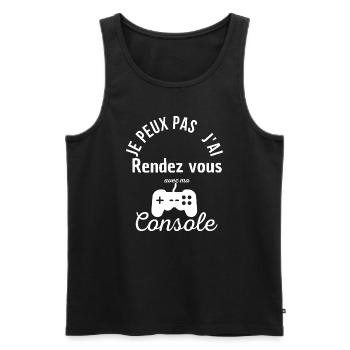 Je peux pas j'ai rendez-vous avec ma console - Débardeur bio Premium Homme - noir - Devant - Michal (187cm)
