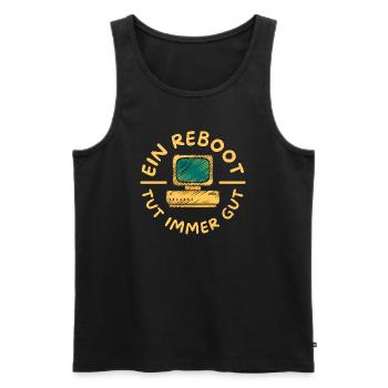 Ein Reboot tut immer gut | Laptop, Computer - Männer Premium Bio Tank Top - Schwarz - Vorne - AI Model Male 178 light (178cm)