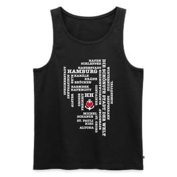 Hamburg Begriffe / Herz auf Anker / Text weiss - Männer Premium Bio Tank Top - Schwarz - Vorne - AI Model Male 178 light (178cm)