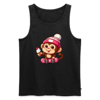 Chimpanzé Snowboarder Action Hivernale - Débardeur bio Premium Homme - noir - Devant - Michal (187cm)