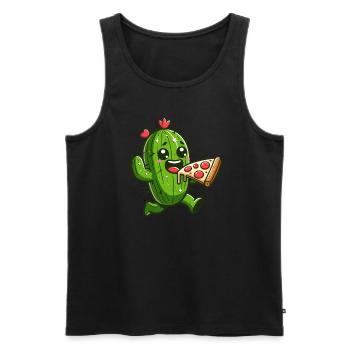 Cute Cactus Pizza Heart Comic - Men's Premium Organic Tank Top - black - Front - Michal (187cm)