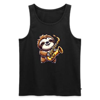 Faultier Saxophon Jazz Musiker Musikliebe - Männer Premium Bio Tank Top - Schwarz - Vorne - Michal (187cm)