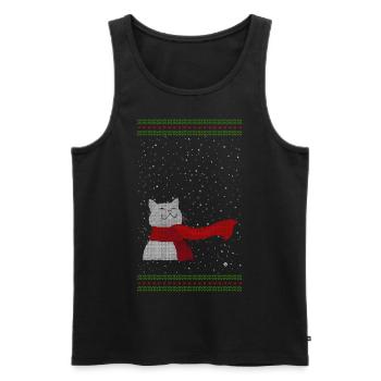 Strickkätzchen (weiß) - Männer Premium Bio Tank Top - Schwarz - Vorne - AI Model Male 178 light (178cm)
