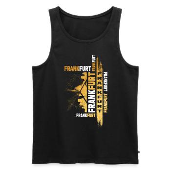 Frankfurt Germany City Skyline Font Gold - Men's Premium Organic Tank Top - black - Front - AI Model Male 178 light (178cm)