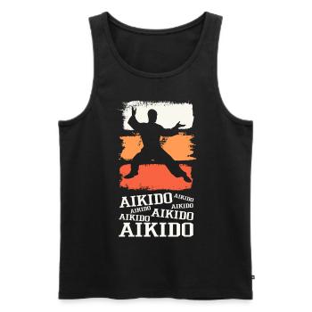 Aïkido Arts Martiaux Arts Martiaux Combattant Vintage Rétro - Débardeur bio Premium Homme - noir - Devant - Michal (187cm)