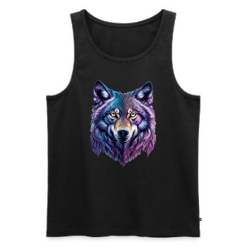 Wolf Splash - Männer Premium Bio Tank Top - Schwarz - Vorne - AI Model Male 178 light (178cm)