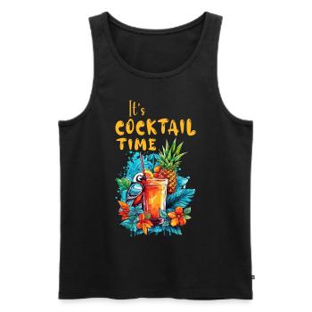 Cocktail Eté Ananas Aras Perroquet Flower Holiday - Débardeur bio Premium Homme - noir - Devant - Michal (187cm)