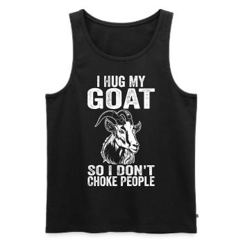 Ich umarme meine Ziege, damit ich die Leute nicht ersticke - Männer Premium Bio Tank Top - Schwarz - Vorne - Michal (187cm)