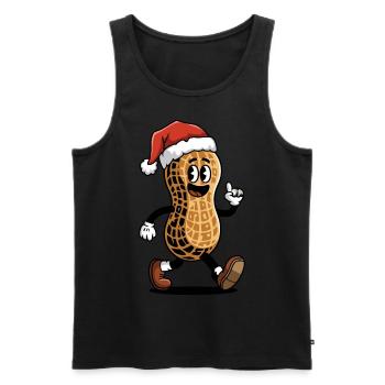 Festliche Erdnuss mit Weihnachtsmannmütze - Männer Premium Bio Tank Top - Schwarz - Vorne - AI Model Male 178 light (178cm)