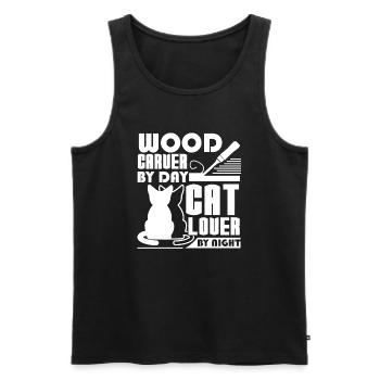 Wood Carving I'm A Wood Carver And Cat Lover - Men's Premium Organic Tank Top - black - Front - AI Model Male 178 light (178cm)
