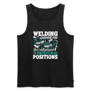 Welding Welding Save Me - Men's Premium Organic Tank Top - black - Front - Michal (187cm)