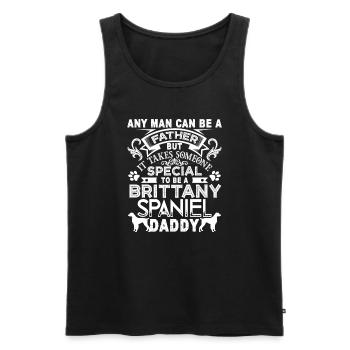 Proud Brittany Spaniel Daddy - Men's Premium Organic Tank Top - black - Front - Michal (187cm)