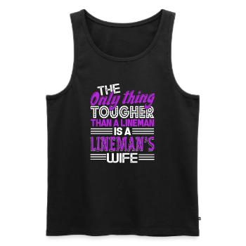Lineman Lineman's Wife Is Tougher - Men's Premium Organic Tank Top - black - Front - Michal (187cm)