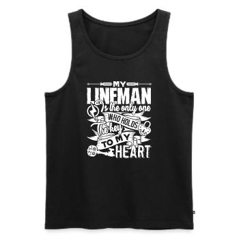 Lineman My Lineman Holds The Key To My Heart - Men's Premium Organic Tank Top - black - Front - AI Model Male 178 light (178cm)
