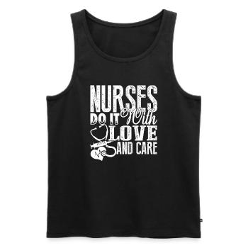 Nurse Nurses Do It With Love And Care - Men's Premium Organic Tank Top - black - Front - AI Model Male 178 light (178cm)