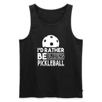 Pickleball I'd Rather Be Playing Pickleball - Men's Premium Organic Tank Top - black - Front - Michal (187cm)