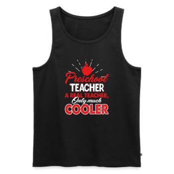 Preschool Teacher A Real Teacher - Men's Premium Organic Tank Top - black - Front - Michal (187cm)