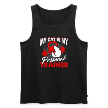 My Cat Is My Personal Trainer - Men's Premium Organic Tank Top - black - Front - Michal (187cm)